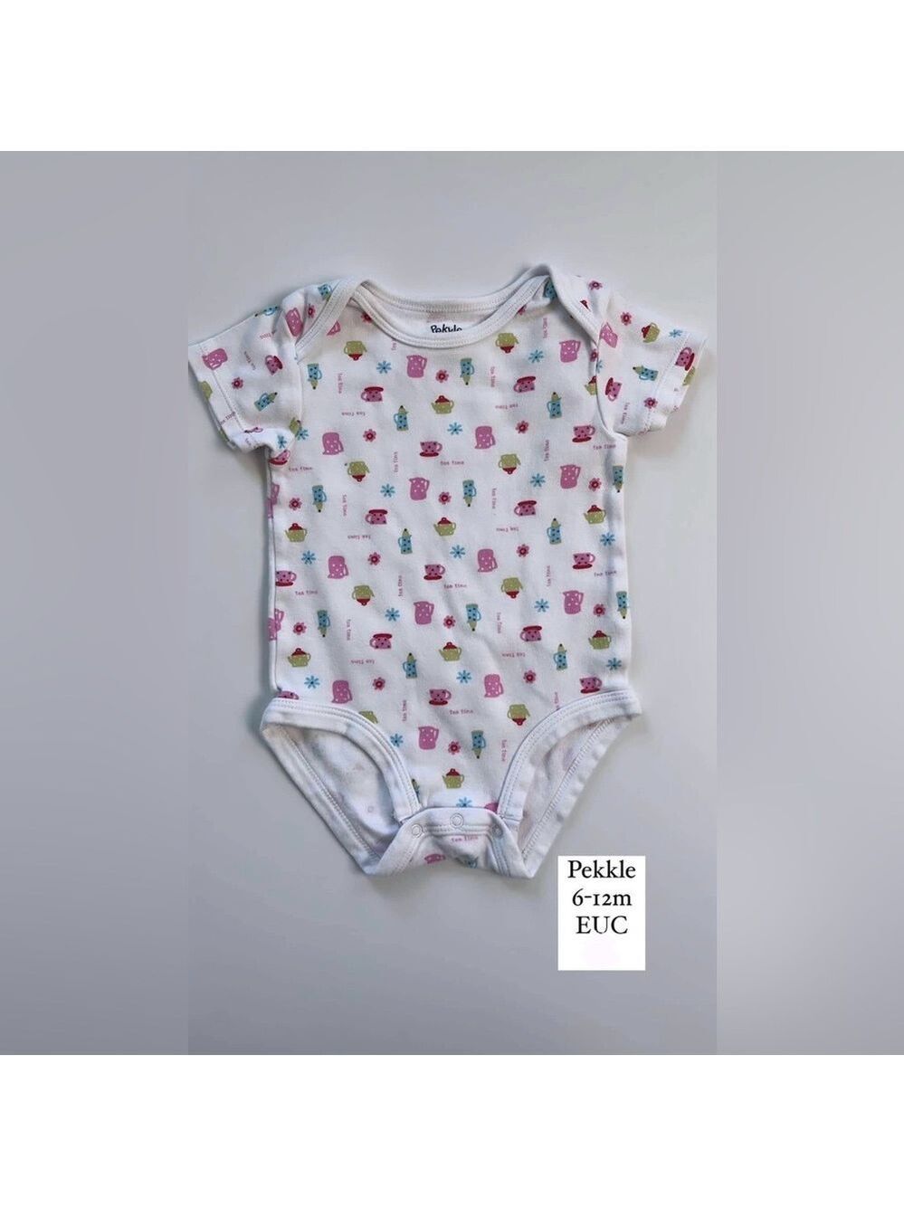 🩵 4/$20 White and Pink Bodysuit with‎ Sweet Motifs